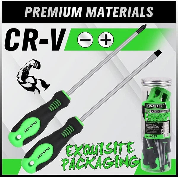 Juego de 11 destornilladores magnéticos con puntas profesionales y agarre acolch