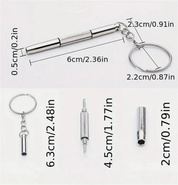 2X 3 In 1 Eyeglass Sunglass Watch Repair Screwdriver Set Keychain Mini Hand Tool