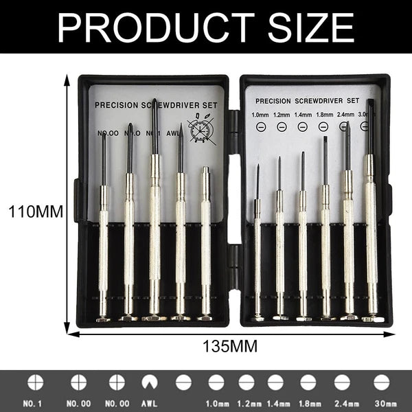 Screwdriver Set 11Pcs/Set Slotted Cross Screwdrivers Chrome Vanadium Steel