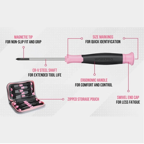 WORKPRO 10PCS Precision Screwdriver Set Slotted Torx Phillips Star Screwdrivers