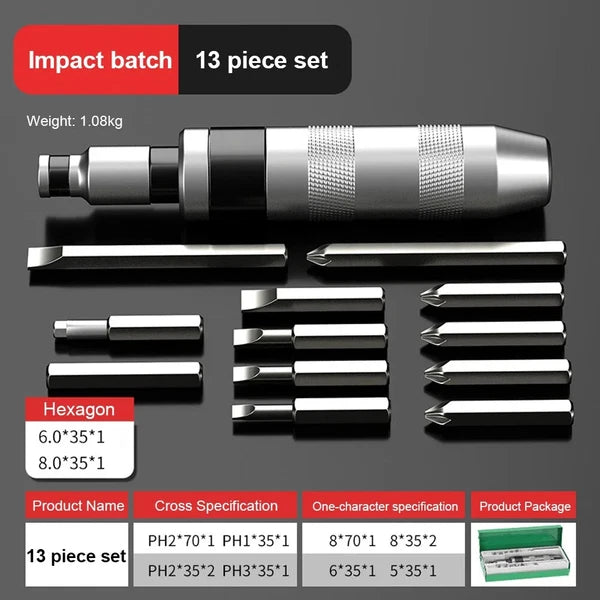 13-Piece Impact Screwdriver Set Heavy Duty Impact Screwdriver Chisel Bit Set