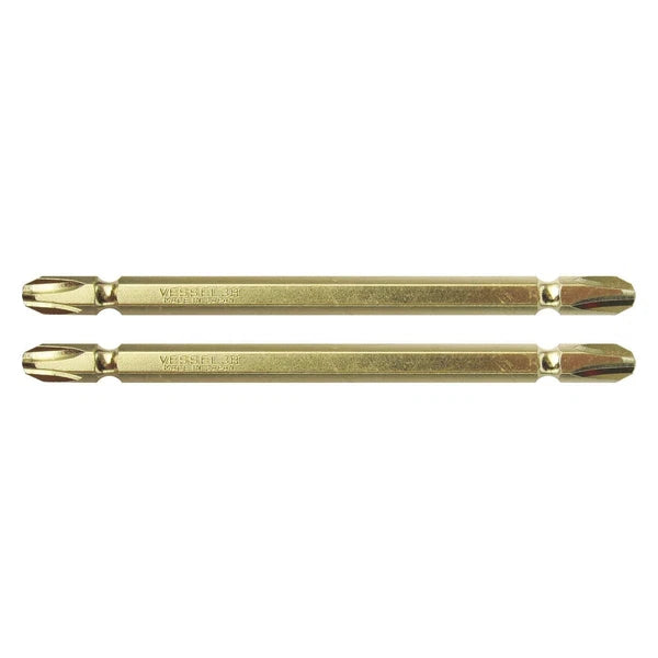 VESSEL Double End Gold Color Driver Bit Magnetic No.GM14 +1,+2,+3 45-200mm Japan