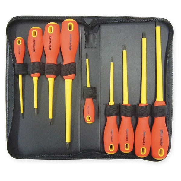 WESTWARD 1YXN6 Ins. Screwdriver Set,Slot/Phillips,9 Pc 1YXN6