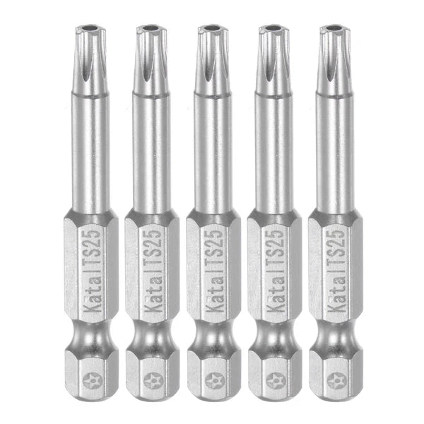 5pcs TS25 Magnetic Security Star 5 Point Screwdriver Bit 1/4" Hex Shank 2"